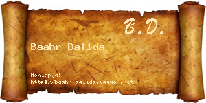 Baahr Dalida névjegykártya